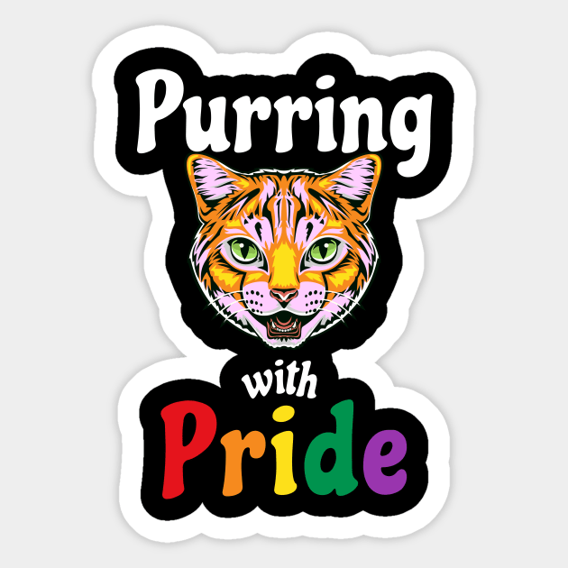 Purring With Gay Pride LGBTQIA Lesbian Transgender Queer Cat Sticker by shywolf